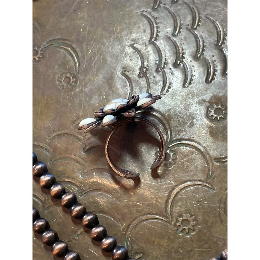 Rose Western Star Copper White Fall Necklace Earring Bracelet Ring SET Southwest - Picture 12 of 16